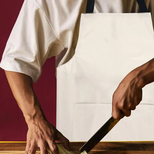 Miniatura 4 de Unomor Delantal de cocina para hombres y adultos, delantal de trabajo multiusos para interiores con bolsa resistente al aceite, color sólido
