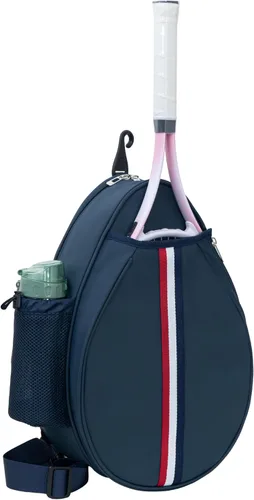 Miniatura 9 de Mochila de Tenis Cruzada de un Hombro de PU Blanco para Niñas, Bolsa de Tenis, Bolsa Bandolera para Raqueta de Tenis para Mujeres, con Portabotellas