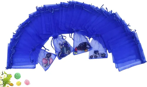 Miniatura 34 de Wudygirl 100 bolsas de organza de 3.9 x 4.7 pulgadas, bolsas de regalo transparentes con cordón, para bodas, fiestas, joyas, perfumes, sobres