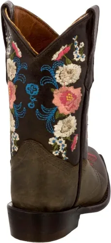 Miniatura 4 de Girls Jazmin Brown Toddler Floral Embroidery Cowgirl Boots Snip Toe