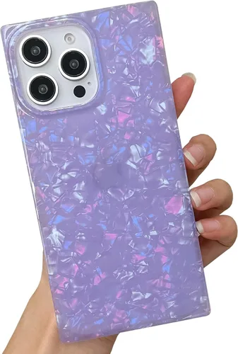 Miniatura 51 de Funda compatible con iPhone 14 Pro con borde rectangular, bonita funda protectora de lujo con pintura al óleo y flores para mujeres y niñas, funda