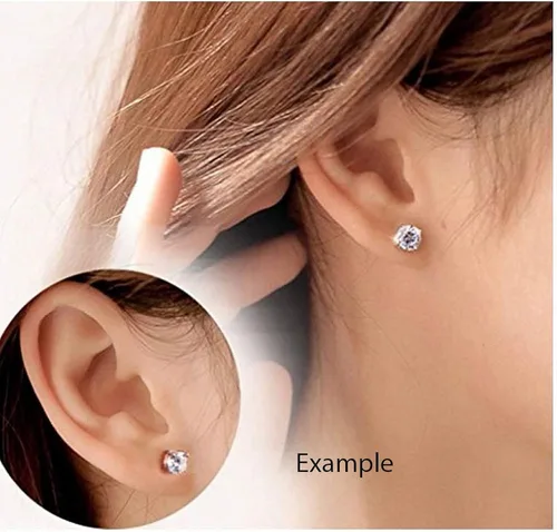 Miniatura 4 de Aretes con cierre de tuerca hechos de plata de ley auténtica, de 0.236pulgadas, con diamantes de imitación de 0,84 quilates o gemas hipoalergénicos
