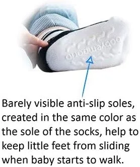Miniatura 4 de Baby Boy Socks with Sneaker Shoe Look-Non-slip Gripper Soles-3 or 6 Pairs-Cotton-Gift Packaged-Baby Shower-Faux Shoelaces