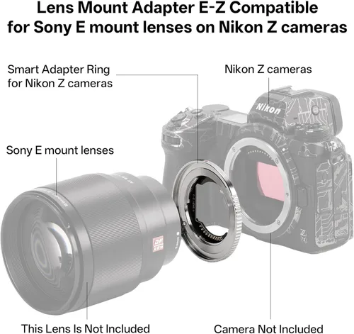 Miniatura 2 de Adaptador de lente de montaje E-Z, lente de montaje E a cámara de montaje en Z, adaptador de lente de enfoque automático compatible con lente Sony