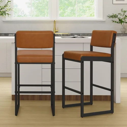 Miniatura 70 de SAECKBERG Taburetes de bar modernos de altura de mostrador, sillas de barra de 26 pulgadas de altura con respaldo, taburetes tapizados, taburetes
