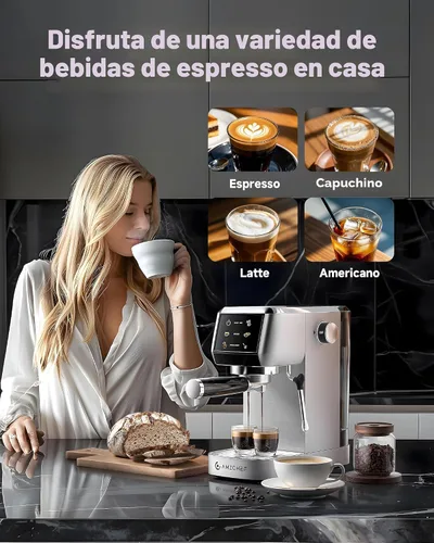 Miniatura 7 de AMZCHEF Cafetera de café espresso de 51 mm 20 bares – Cafetera profesional con espumador de leche, cafetera de espresso compacta de acero inoxidable