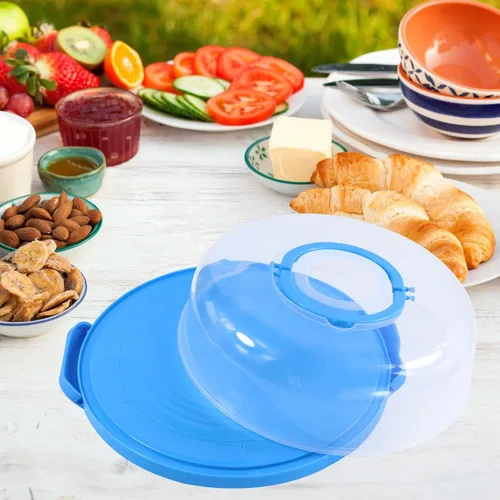 Miniatura 6 de Portabebés portátil de 12 pulgadas con tapa y magdalenas, tarta de galletas, para bodas, fiestas, baby shower, fiestas de Navidad (azul)