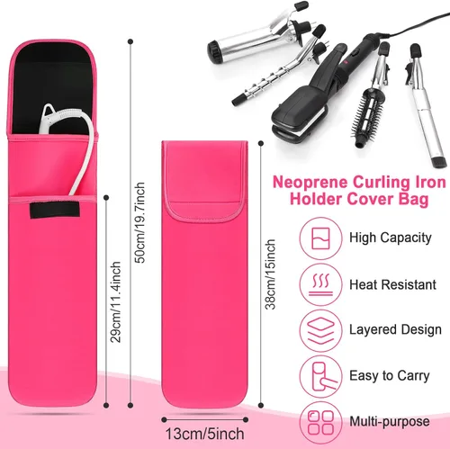 Miniatura 2 de Shappy 2 Piezas Funda de Viaje para Rizador Resistente al Calor Funda Porta Plancha Plana Manga de Neopreno Porta Alisador y Bolsa Plana