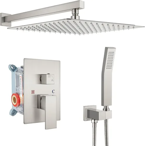 Miniatura 24 de gotonovo Sistema de ducha de lluvia para baño, juego de cabezal y mango de ducha de lluvia montado en la pared, conjunto completo combinado de latón