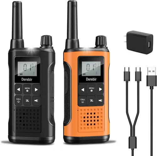 Miniatura 10 de Walkie Talkies para adultos, paquete de 2, walkie talkies recargables de largo alcance, 22 canales FRS, radios de 2 vías con alerta meteorológica