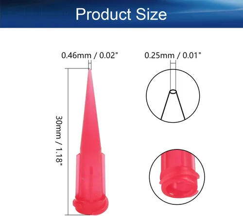 Miniatura 2 de Auniwaig 100 piezas de plástico cónico de cabeza de alfiler 25 calibre TT adhesivo punta 0.010 in punta ID Smoothflow Puntas cónicas Puntas de aguja