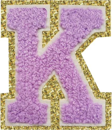 Miniatura 75 de SPRT - Parches de letras de chenilla universitaria con purpurina, parche de letras blancas para planchar con letras del alfabeto para disfraz