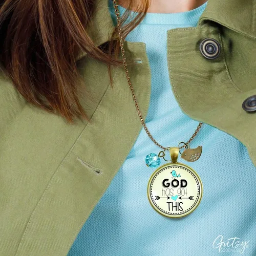 Miniatura 40 de Gutsy Goodness Faith He Cares - Collares hechos a mano con mensaje para mujer cristiana