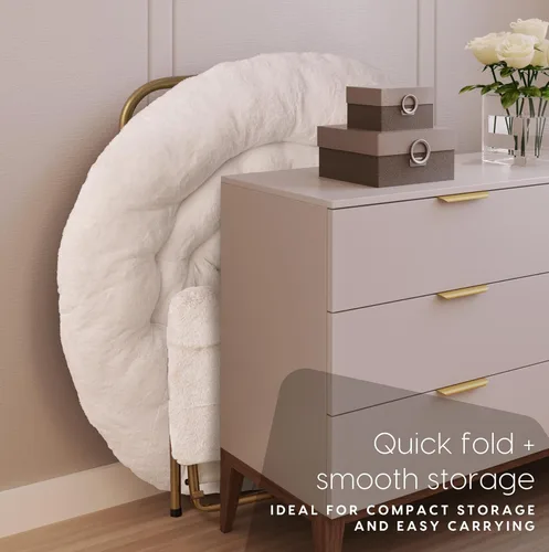 Miniatura 6 de Milliard Silla acogedora/silla platillo de piel sintética para dormitorio/XL (blanco + reposapiés)