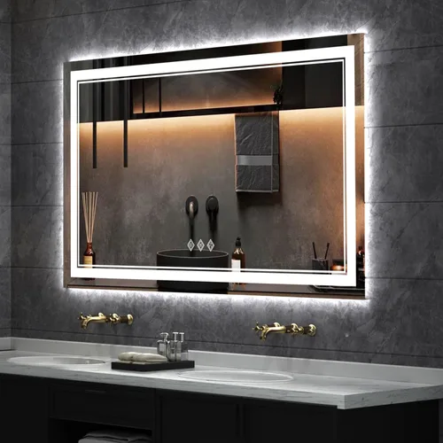 Miniatura 7 de Espejo LED, 20 x 28 pulgadas, gradiente frontal y retroiluminado LED, espejo de baño LED de 3 colores regulables CRI>90, IP54, espejo de baño