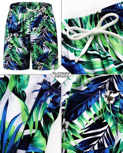 Miniatura 129 de TUNEVUSE Conjunto de camisas y pantalones cortos hawaianos para hombre, 2 piezas, trajes de playa con estampado de flores, traje tropical de verano