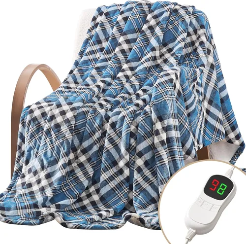 Miniatura 24 de Homemate - Manta eléctrica térmica de 50 x 60 pulgadas ultrasuave de franela, manta calefactora con 10 niveles de calor rápido, 8 horas de apagado
