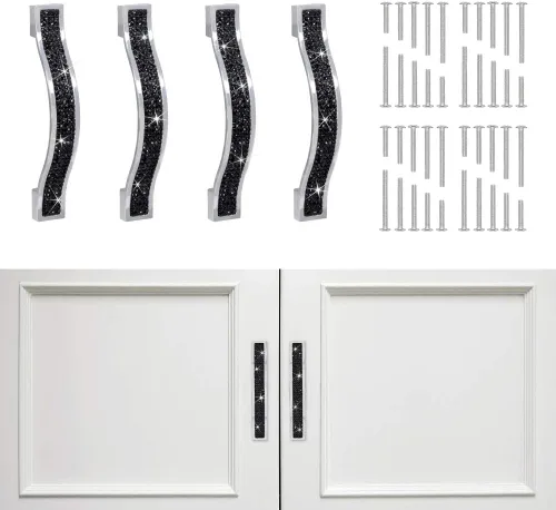Miniatura 12 de SAVORI Tiradores para Cajones con Manija de Cristal Brillante, para Cajones, Alacena, Armario, Closet, Guardarropa, Puerta de Mueble, Manija Moderna