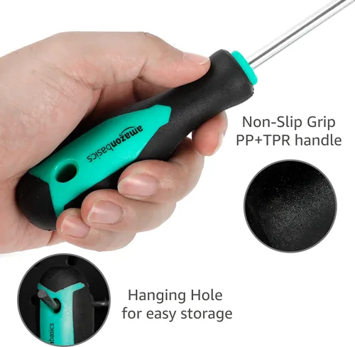 Miniatura 8 de Amazon Basics Juego de destornilladores magnéticos, incluye destornilladores Phillips, ranurados, Torx, cuadrados y rechonchos, juego