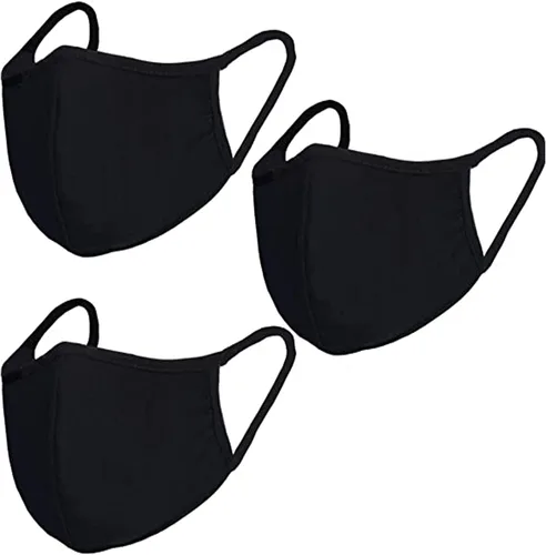 Paquete de 3 cubrebocas antipolvo, todo de algodón, tela reutilizable, cómodo material transpirable, color negro, paquete de 3 unidades