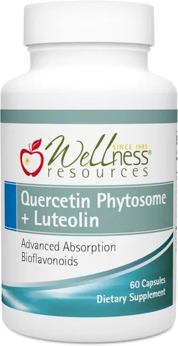 Wellness Resources Fitosoma de quercetina de 250 mg con luteolina 100 mg, estabilizador de mastocitos y apoyo natural de histamina para alergias