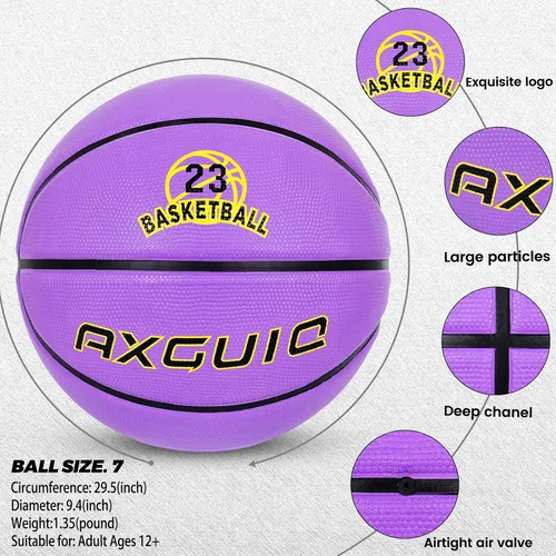 Miniatura 8 de Baloncesto de goma gruesa para niños y jóvenes, tamaño 3/4/5/6/7, para exteriores, colorido, 22/25.5/27.5/28.5/29.5 pulgadas, para regalos
