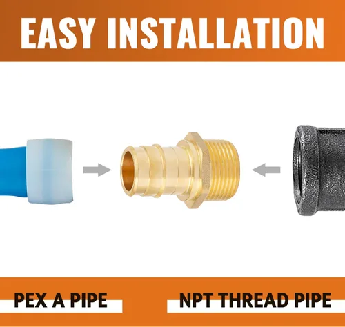 Miniatura 4 de SUNGATOR Paquete de 2 adaptadores Pex A de expansión de 1 x 1 pulgada macho NPT de latón sin plomo, ASTM F1960 solo para tubos Pex-A