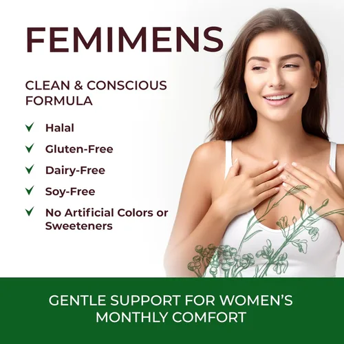 Miniatura 5 de FEMIMENS - Suplemento de apoyo para el síndrome premenstrual para mujeres - Alivio del síndrome premenstrual para mujeres y alivio de calambres
