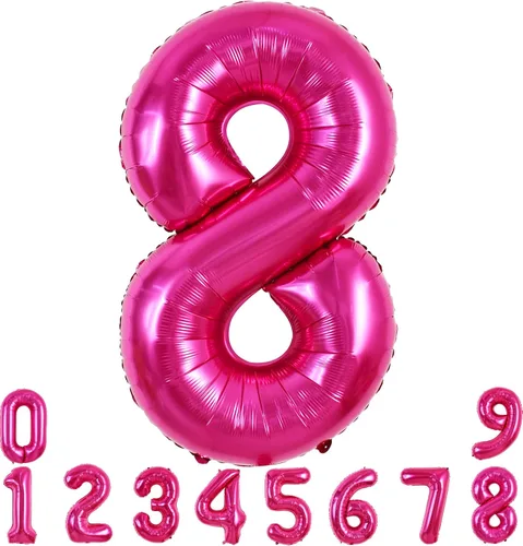 Miniatura 40 de TONIFUL 40 Inch Pastel Blue Number 8 Foil Balloons Large Mylar Foil Digital 8 Balloons for 8th Birthday, Gender Neutral Party, Baby Shower, Oro rosa