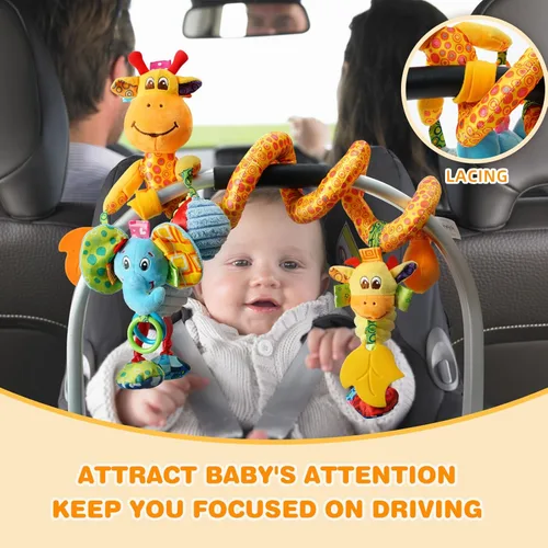 Miniatura 3 de Juguetes Jollybaby para cuna, cochecito y asiento de auto para bebé de 0-3-6-9-12 meses, juguetes sensoriales colgantes para tiempo boca abajo