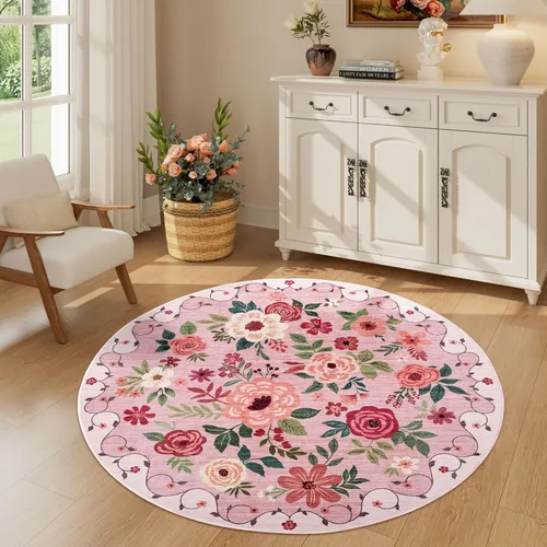 Miniatura 173 de DUKINO Alfombra de área de 6 x 9 pies, alfombra floral para sala de estar, ligera, antideslizante, lavable, alfombra de interior de pelo bajo