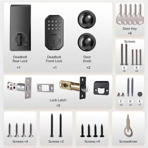 Miniatura 9 de Ulecoce Cerradura de puerta de entrada sin llave con juego de perillas, WiFi integrado, cerraduras de puerta para puerta delantera, control