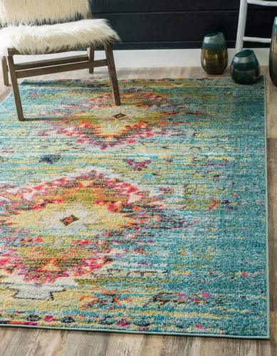 Miniatura 13 de Unique Loom Vita Collection - Alfombra vintage tribal sudoccidental sobreteñida (2 pies x 6 pies 7 pulgadas, para pasillo, turquesa/amarillo)