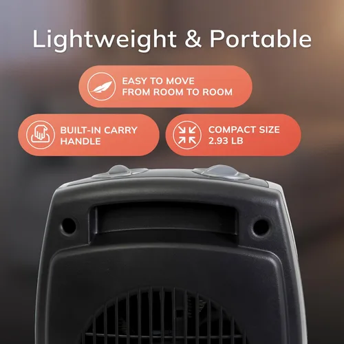 Miniatura 5 de Lasko Calentador eléctrico portátil de cerámica para interiores con interruptor de seguridad contra vuelco, protección contra sobrecalentamiento