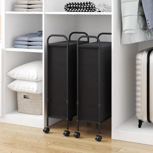 Miniatura 4 de ELYKEN Cesta de lavandería delgada con tapa, cesta de lavandería rodante pequeña de 50L con ruedas, carrito estrecho de 7.9" para ropa sucia