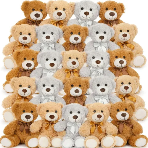 Miniatura 12 de MaoGoLan Paquete de osos de peluche para baby shower, 12 paquetes de pequeños osos de peluche en oferta, osos de peluche pequeños de 13.5" de felpa