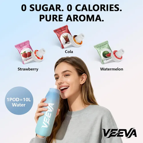 Miniatura 3 de VEEVA Botella de agua perfumada (34 onzas) con 3 cápsulas aromáticas + pajita. A prueba de fugas, sin BPA, funciona con carbonatación. Perfecta