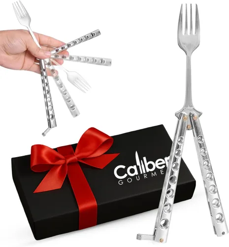 Miniatura 2 de Cuchillo táctico de mariposa estilo tenedor plegable de acero inoxidable herramienta de barbacoa camping, senderismo, cocina, parrilla, utensilios