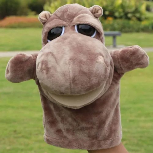 Miniatura 3 de Marionetas de mano hipopótamo de peluche, juguetes de animales para imaginativo, juego de simulación, narración de cuentos, boca abierta, marioneta