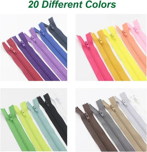 Miniatura 2 de YaHoGa 50 cremalleras de nailon de 22 pulgadas (21.7 in) para costura, cremalleras de nailon a medida, 20 colores (22 pulgadas, 50 unidades)