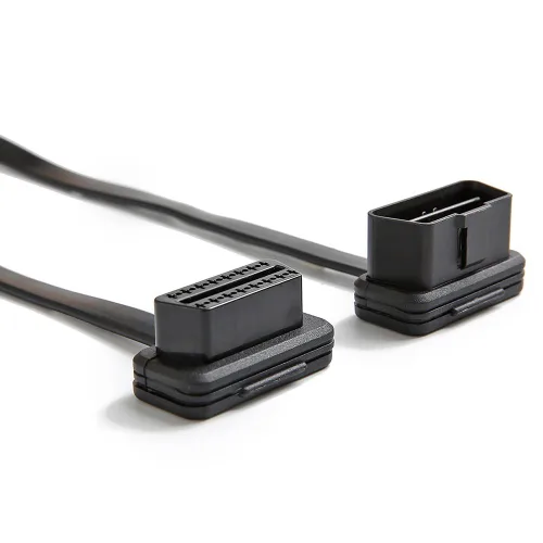 Miniatura 3 de bbfly Cable de extensión OBD2, A2 cable plano de cinta de 16 pines OBDII macho a hembra Cable con conectores en ángulo 1FT/30CM