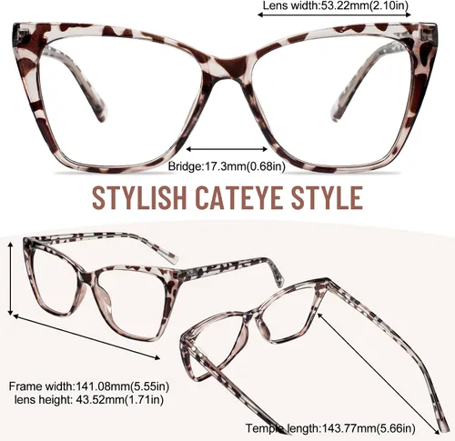 Miniatura 5 de Gafas de lectura de ojo de gato para mujer, elegantes lectores de gran tamaño con bisagras de resorte 1.0 1.25 1.5 1.75 2.0 a 3.5 4.0 Leopardo