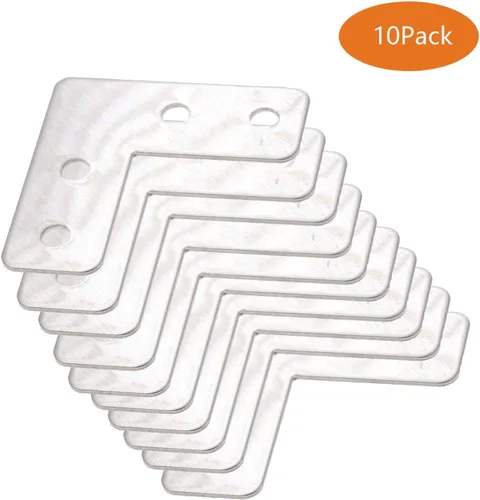 Miniatura 4 de Soporte de Esquina en Forma de L de Acero Inoxidable para Madera, Soporte de Unión y Fijación para Estantes, Muebles y Gabinetes, Juego de 10