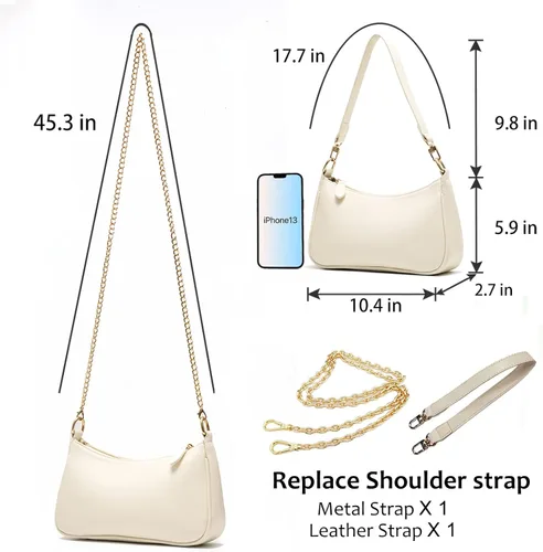 Miniatura 10 de VODIU Bolsos de mano con 2 correas extraíbles y cierre de cremallera, bolsos cruzados, bolso de hombro para mujer