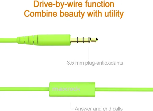 Miniatura 5 de MAXROCK MINi5 - Auriculares con micrófono con cable para teléfono móvil con conector de 0.138 in, color verde