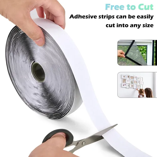 Miniatura 4 de Cinta de gancho y bucle de 30 pies x 1.5 pulgadas, cinta adhesiva de nailon resistente con adhesivo para escuela, hogar y exteriores