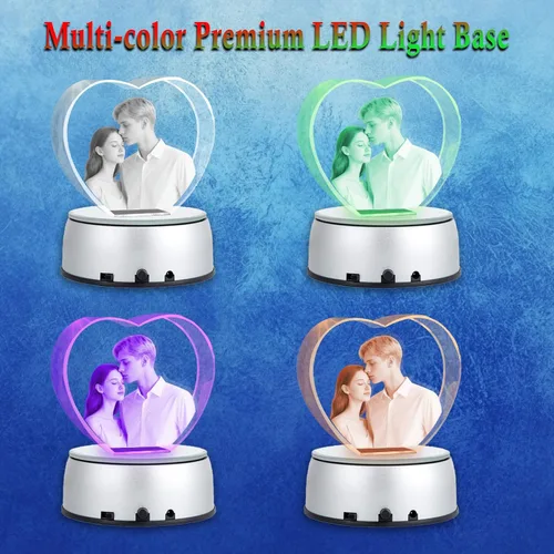 Miniatura 3 de Foto de cristal 3D personalizada, marco de fotos de vidrio grabado con láser, gran aniversario, cumpleaños, Navidad, Día del Padre, regalos Corazón