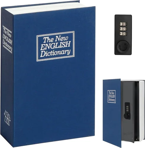 Miniatura 23 de Decaller Caja fuerte para libros con cerradura de llave, caja secreta de metal oculta para seguridad del hogar, dinero y joyas, 9.5 x 6.2 x 2.2