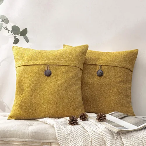 Miniatura 10 de Funda decorativa de lino Phantoscope para almohadones, con botón, 18" x 18