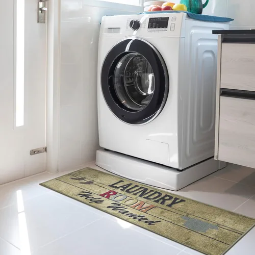 Miniatura 20 de Alfombra lavable a máquina con diseño de texto antideslizante con parte trasera de goma, 2 x 5, para lavandería, para baño, lavadero, 20 x 59